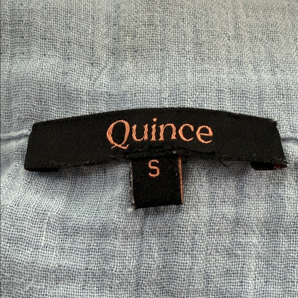 Quince cotton Light Blue Button-Up short sleeve Women's Top - Picture 4 of 4